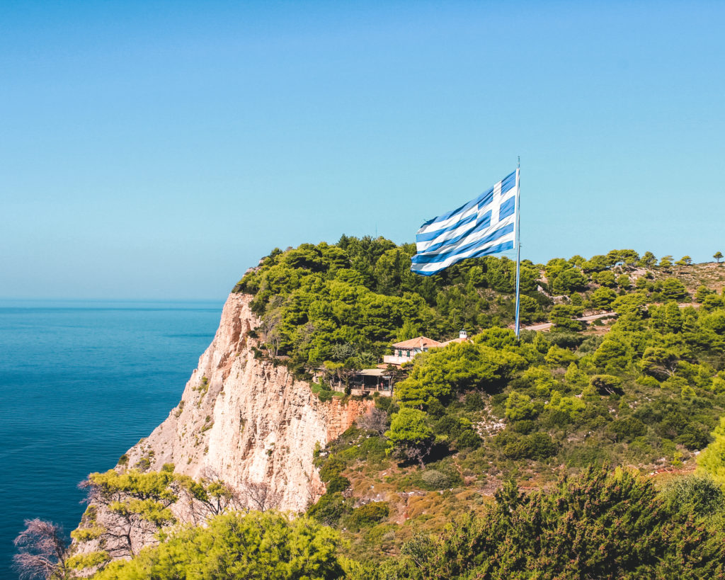 World's largest Greek flag, Keri, Zakynthos