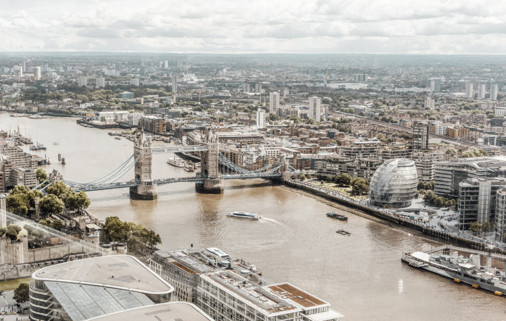 View of The Thames and Tower Bridge from the Sky Garden