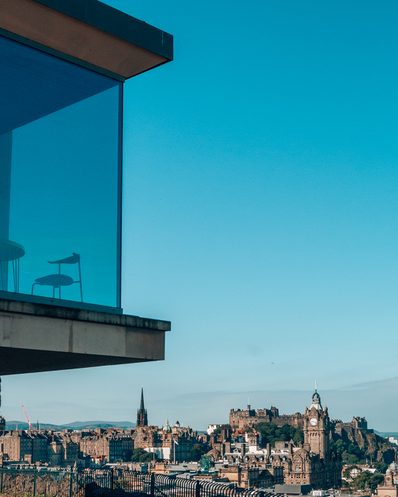 Edinburgh foodie - View over the castle from The Look Out, Calton Hill