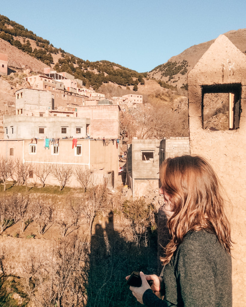 Woman looking out over Imlil