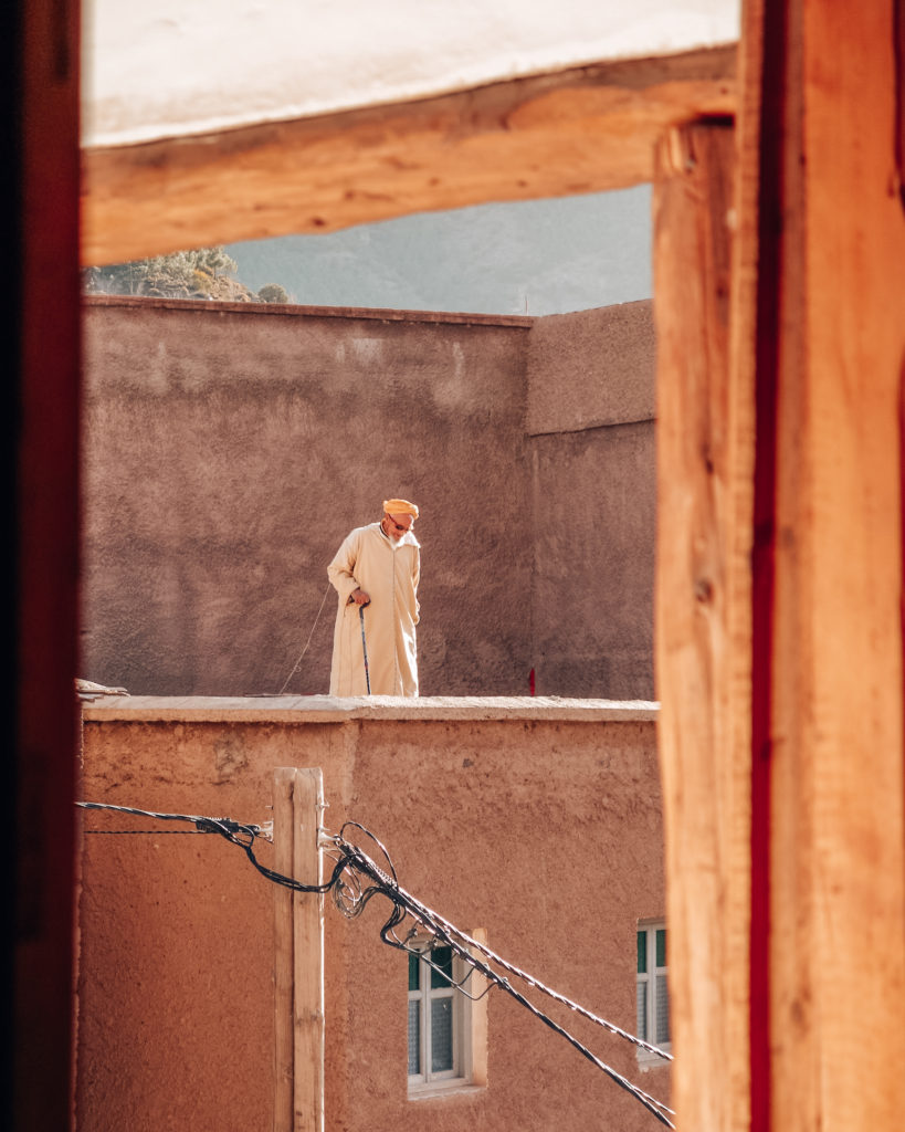 Moroccan man walking in Imlil
