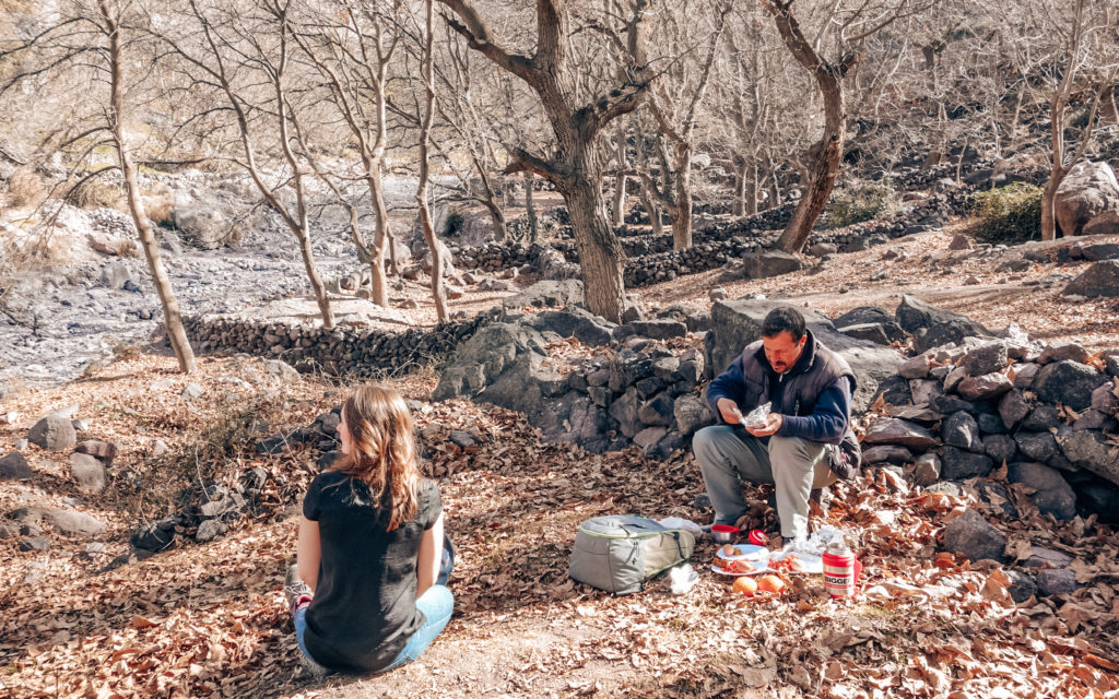 Picnic with guide on a hike in Imlil