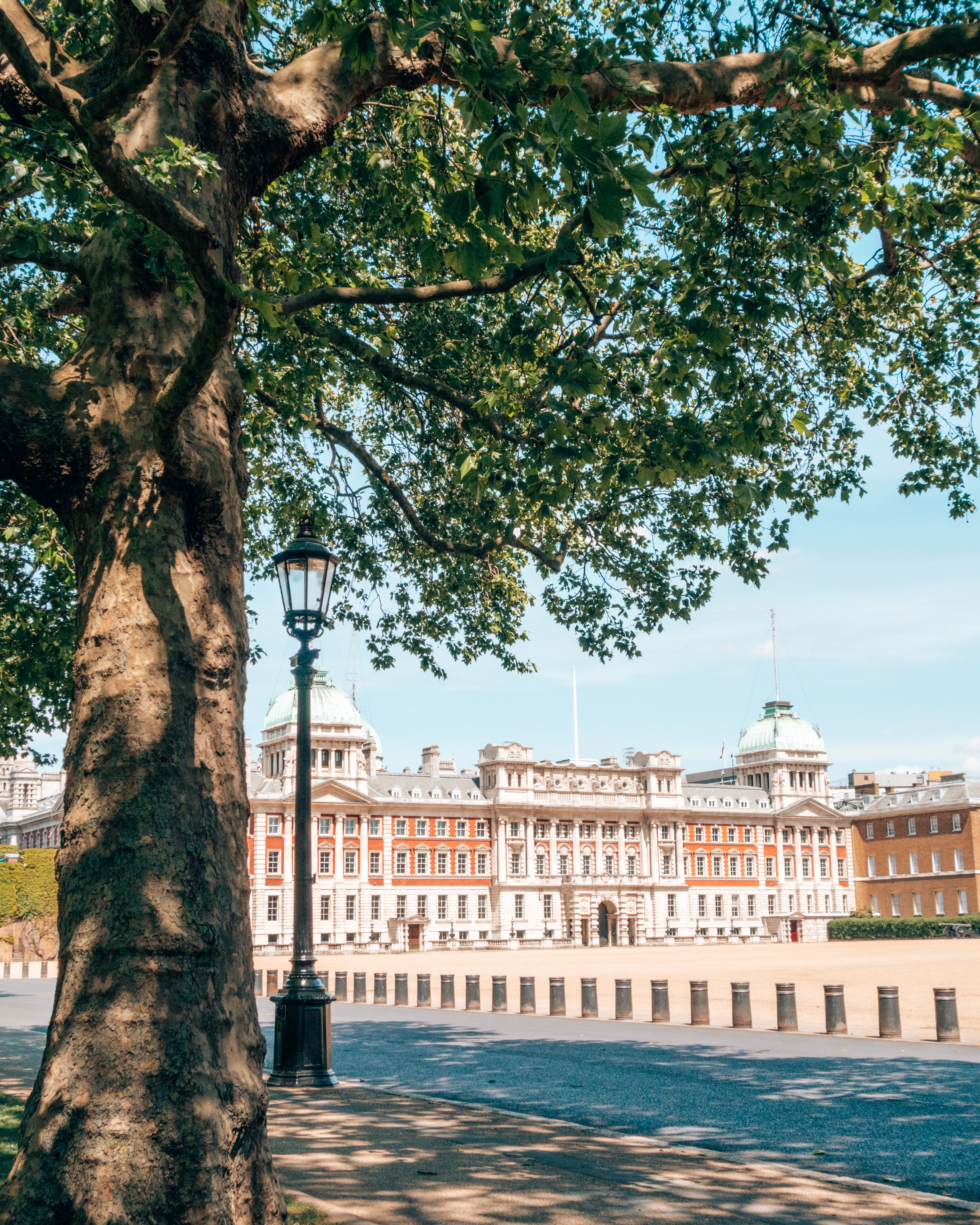 Dappled summer sun on Horse Guards Parade