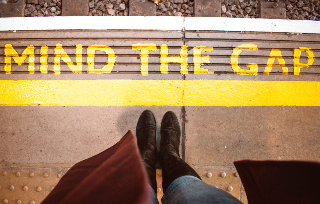 Mind the Gap sign on London Underground platform