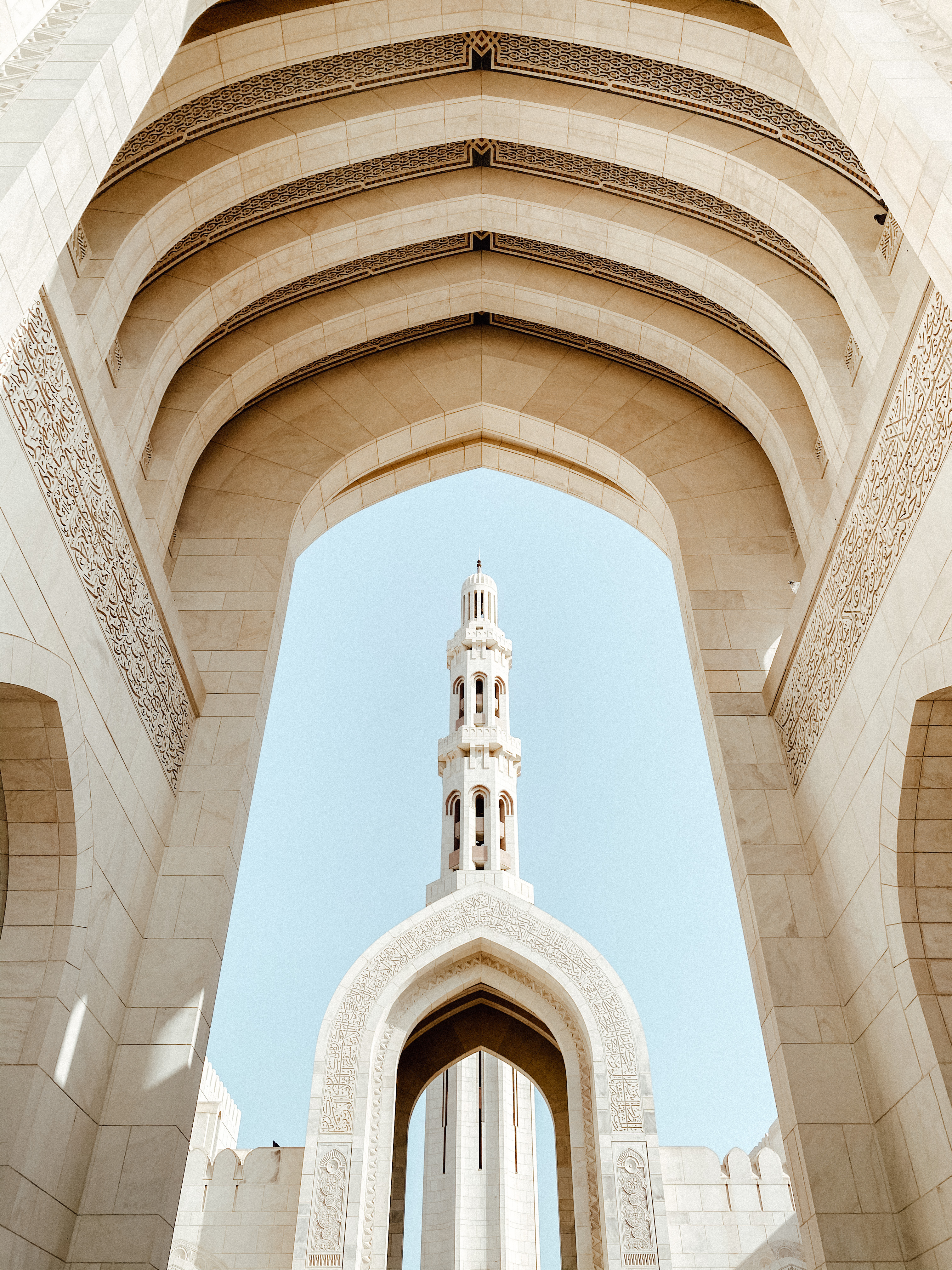 Arches and minarets of Sultan Qaboos Mosque, Muscat