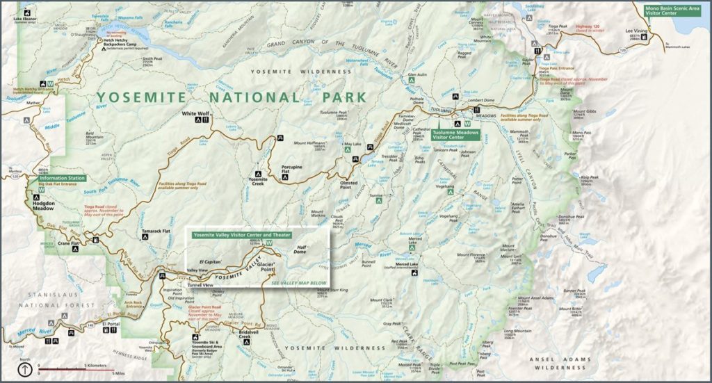 Map of Yosemite National Park