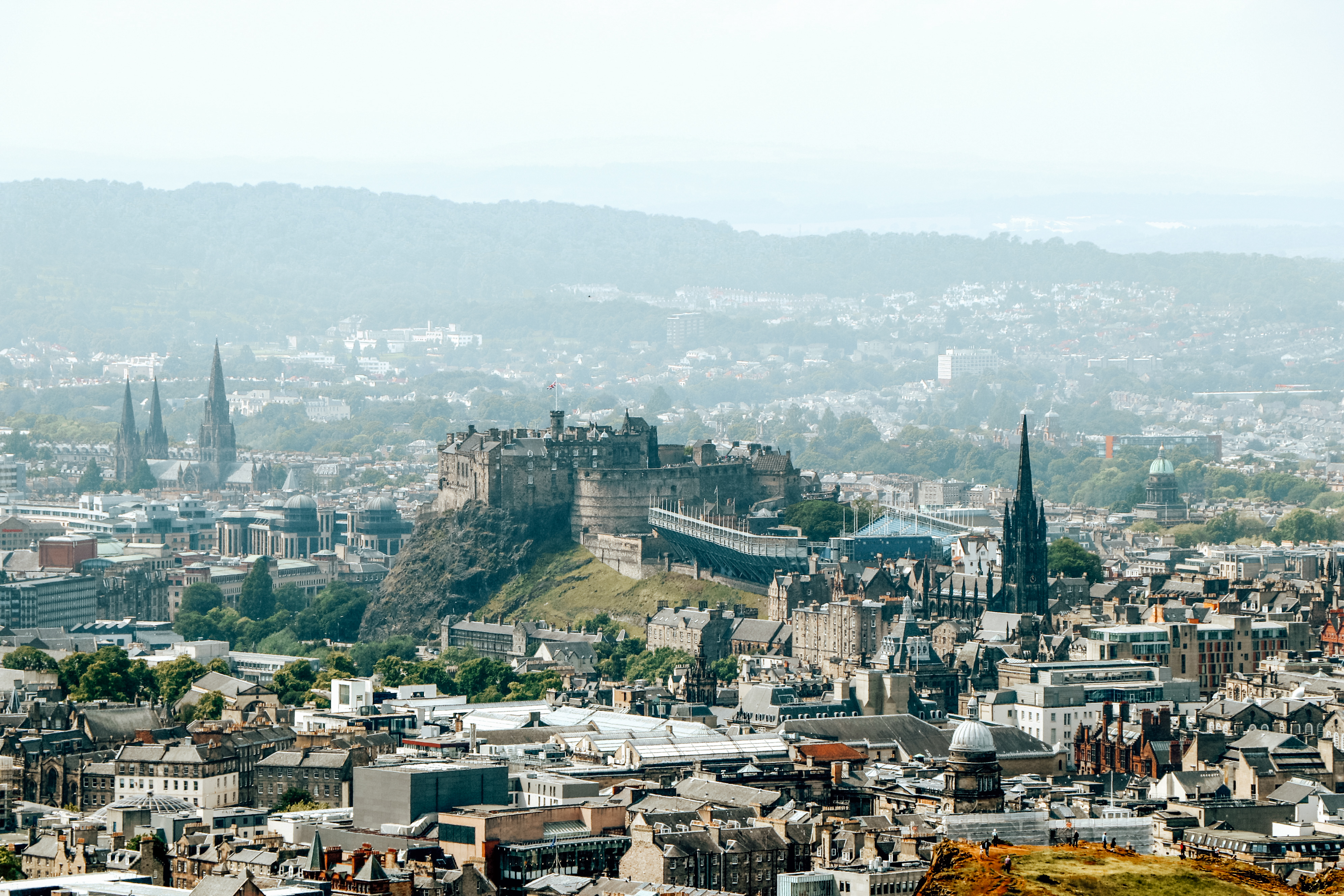 View of Edinburgh Castle and the City from Salisbury Crags