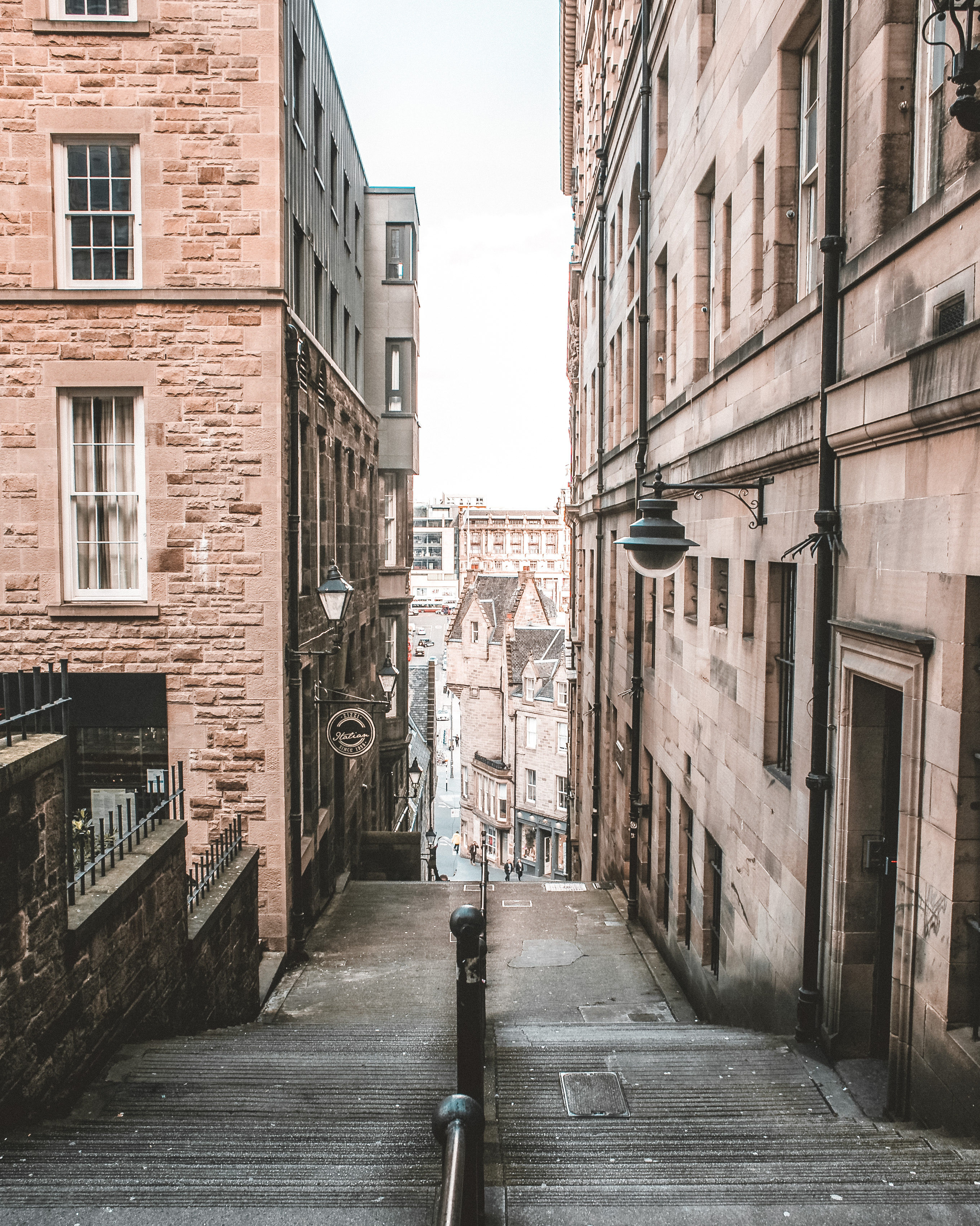 Stairs between two buildings in an Edinburgh close