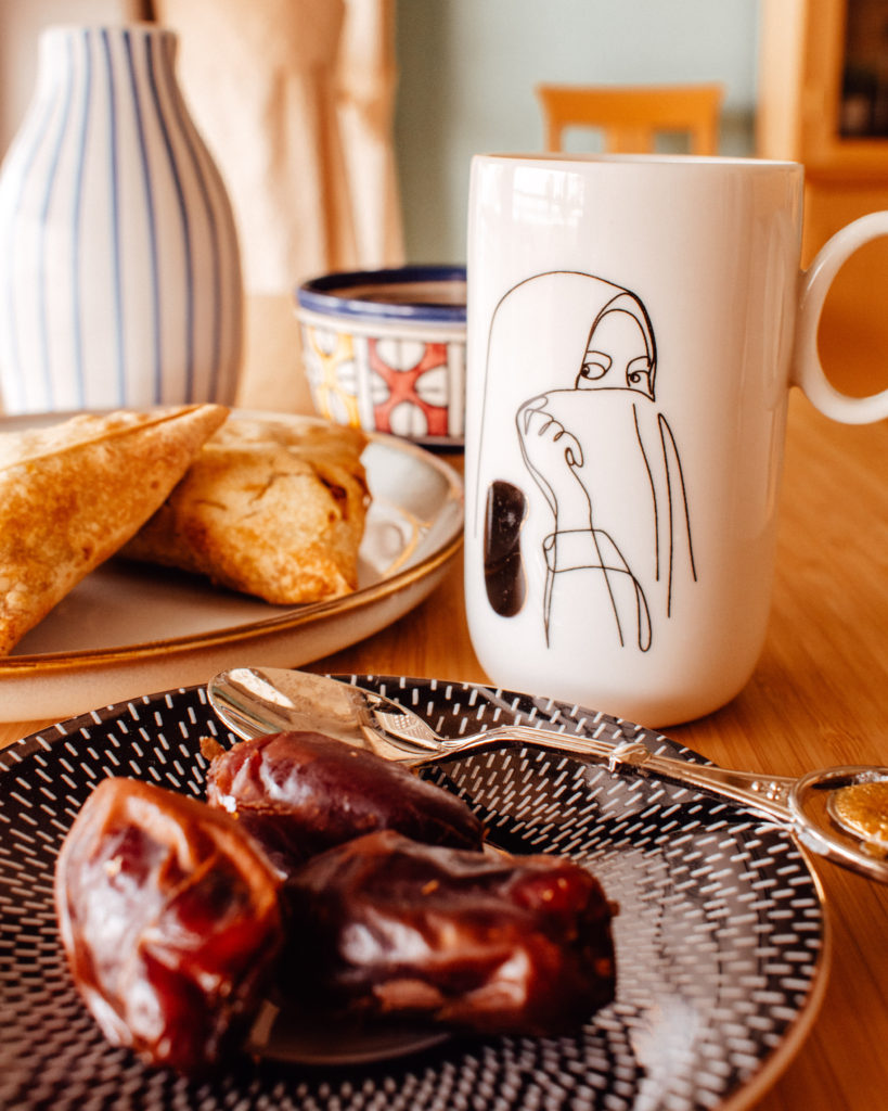 Traditional three dates and coffee to break the fast during Ramadan
