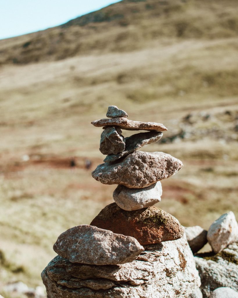 Pile of rocks along the path up Helvellyn