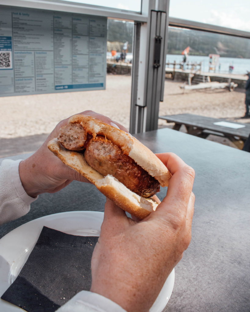 Cumberland sausage roll at Bluebird Cafe, Coniston