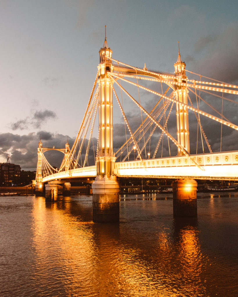 Albert bridge, Battersea, covered in fairy lights at night