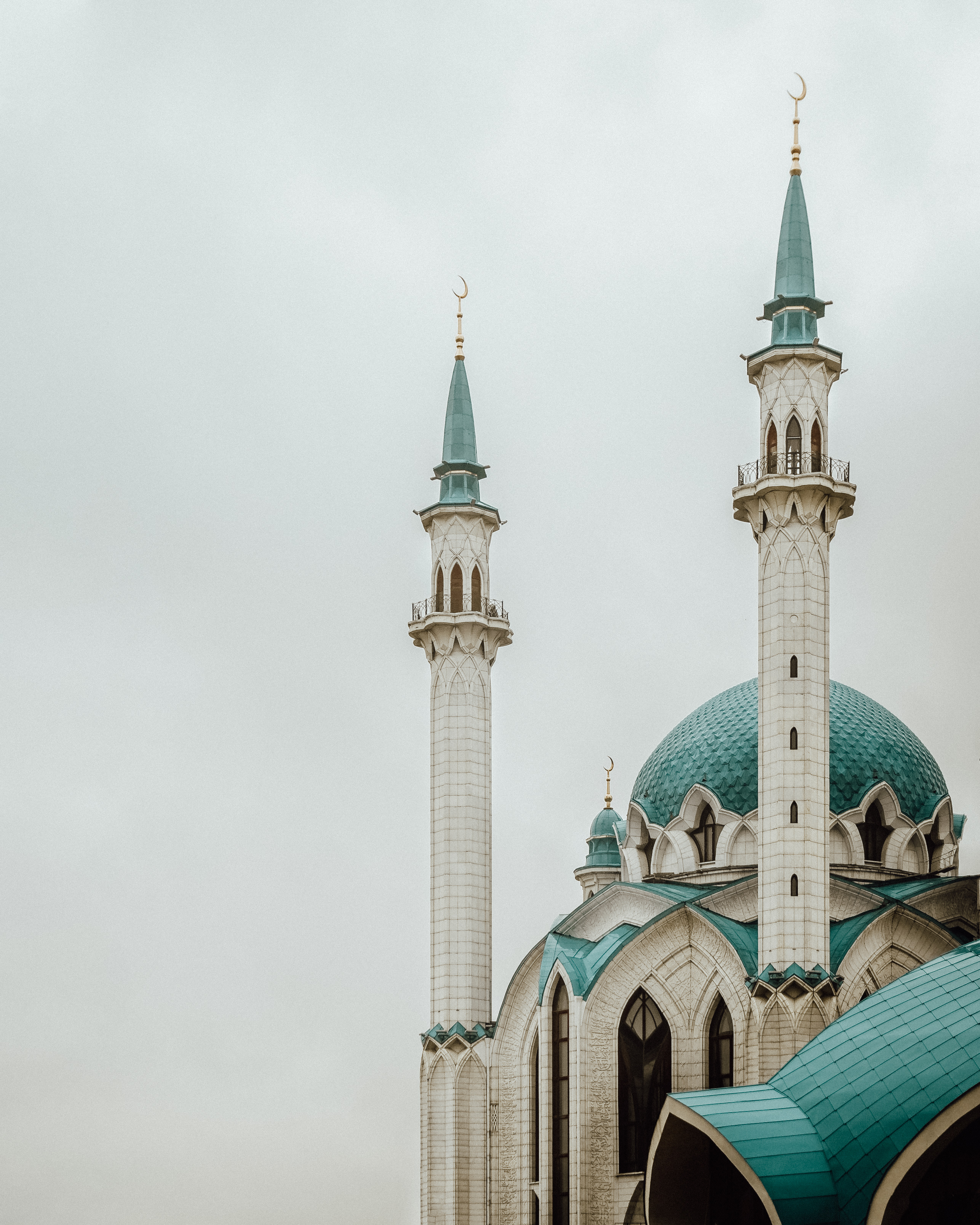 Blue tipped minarets of Kulfis Sharif Mosque, Kazan, Russia