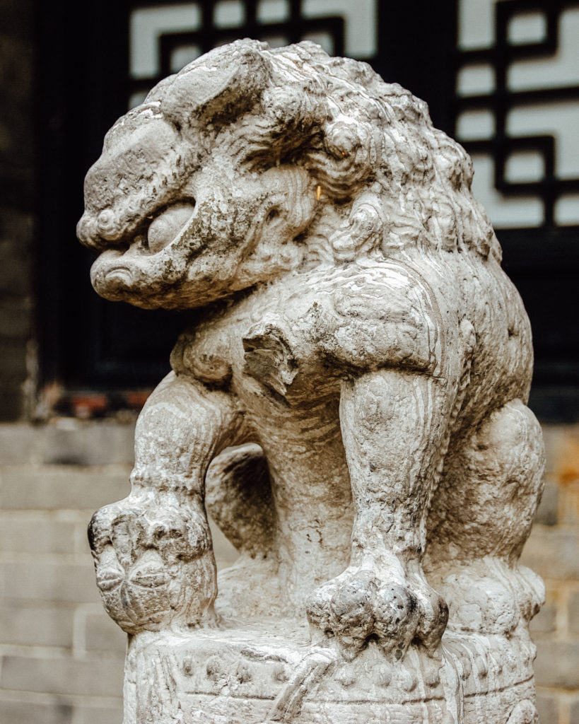 Stone Chinese guardian dragon