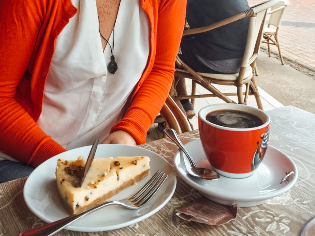 Coffee and a slice of cake at Mikafe, Hanga Roa, Easter Island
