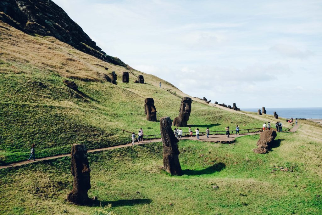 Rano Raraku: Easter Island's moai nursery - moai heads scattered across a hillside