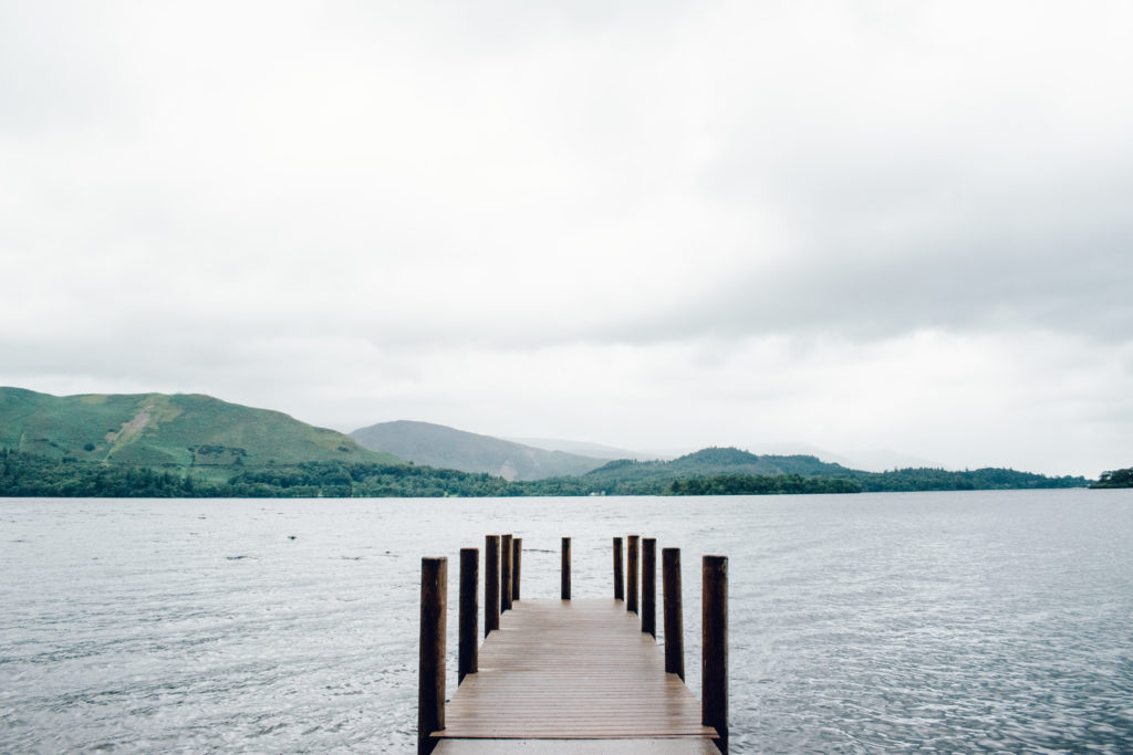 Ashness Pier on Derwentwater on a moody, cloudy day