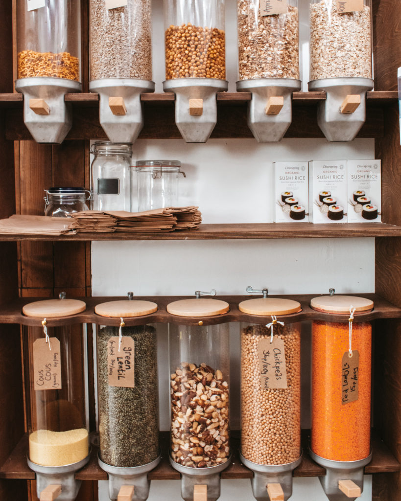 Jars of lentils and cereals at The Rattle Ghyll Deli and Café