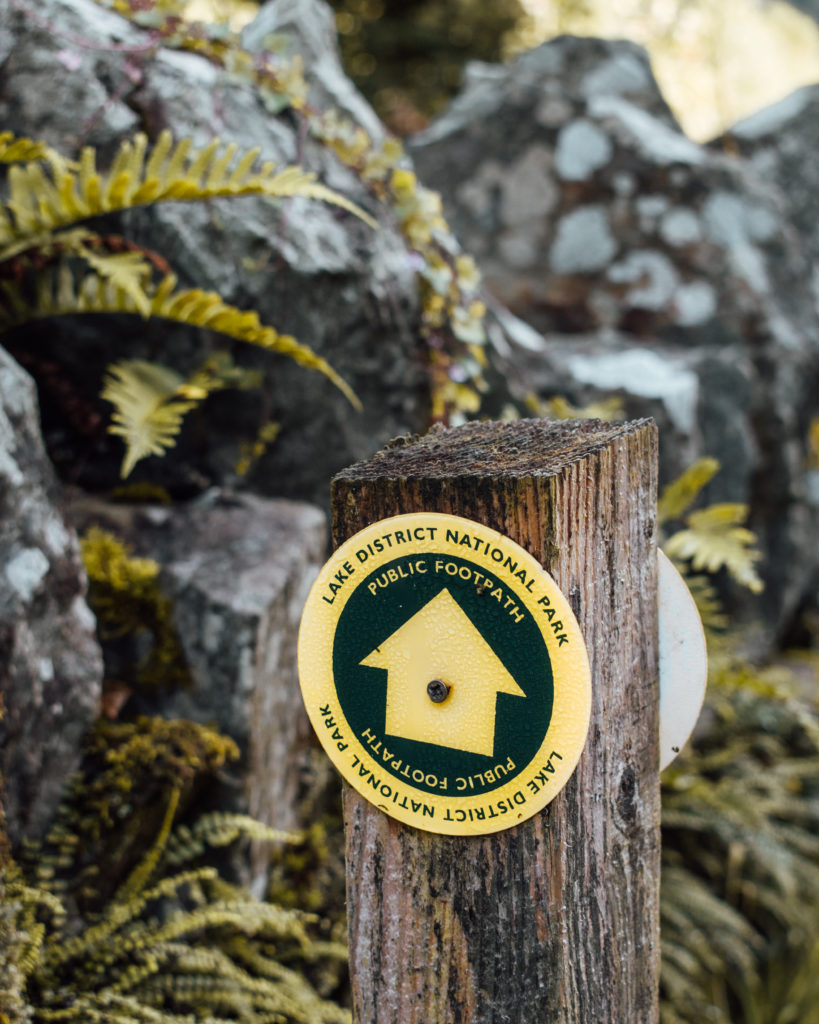 Lake District walking route sign post