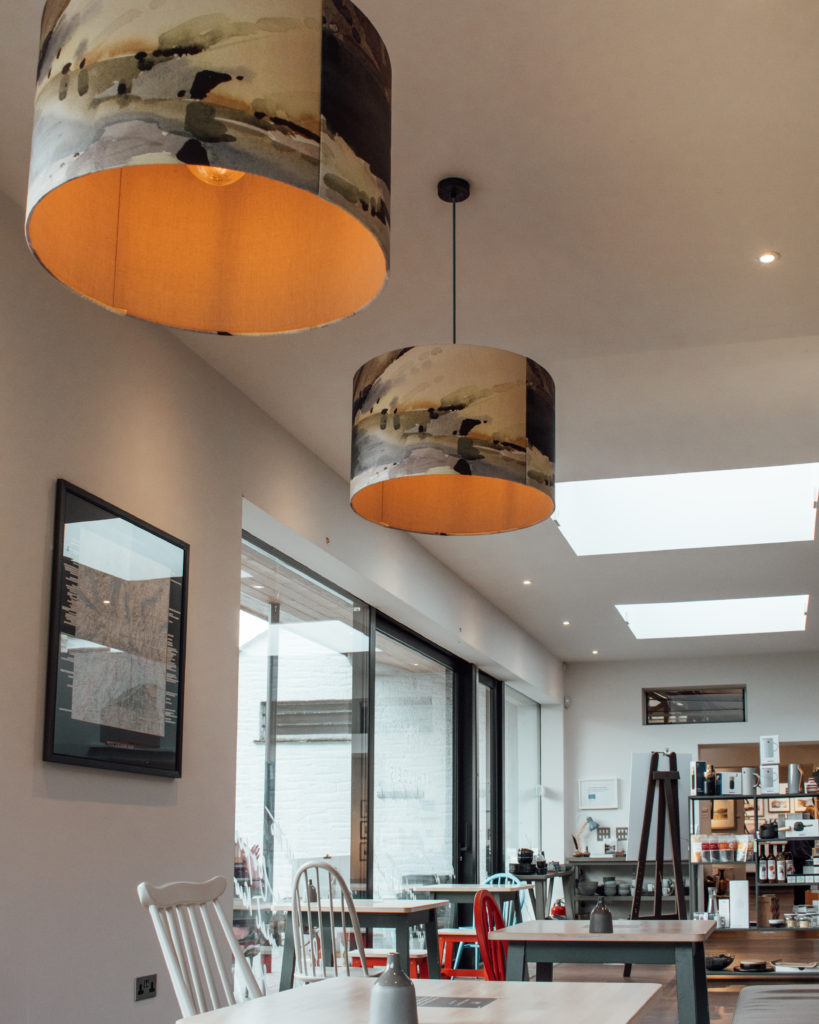 White interiors of Mathilde's Cafe, Grasmere