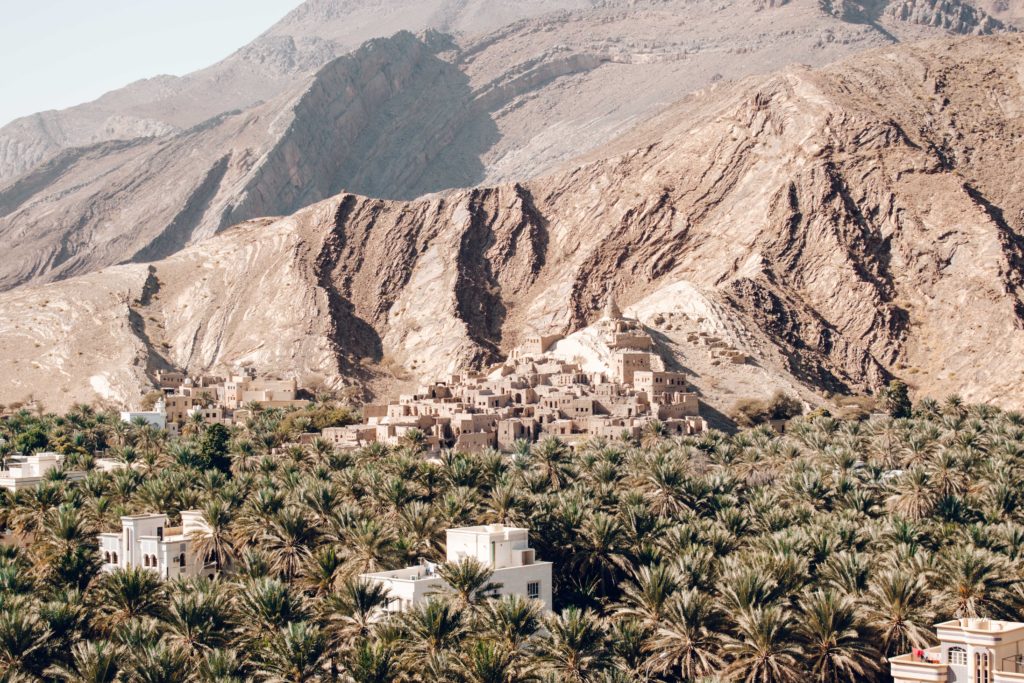 Ruined village of Birkat Al Mouz at the foothills of Jebel Akhdar