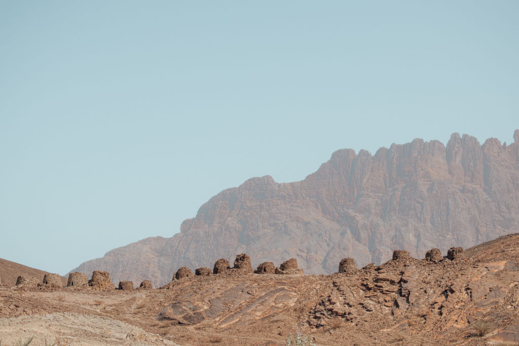 Row of Omani Beehive Tombs along a ridge line at Al Ain