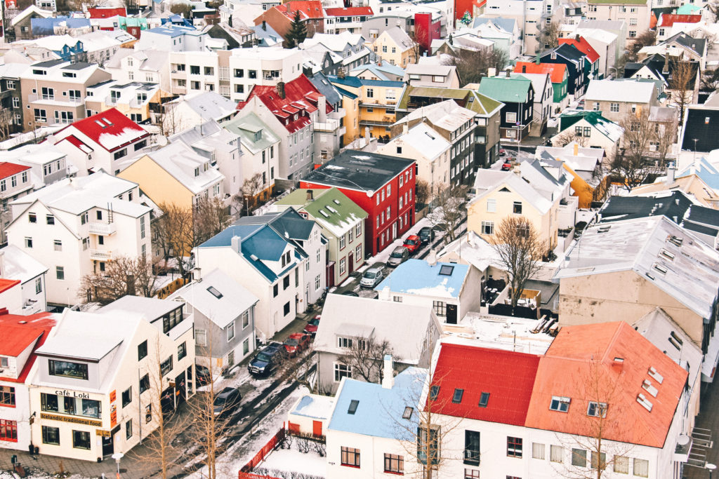 Close up of Reykjavik houses from the Hallgrímskirkja tower