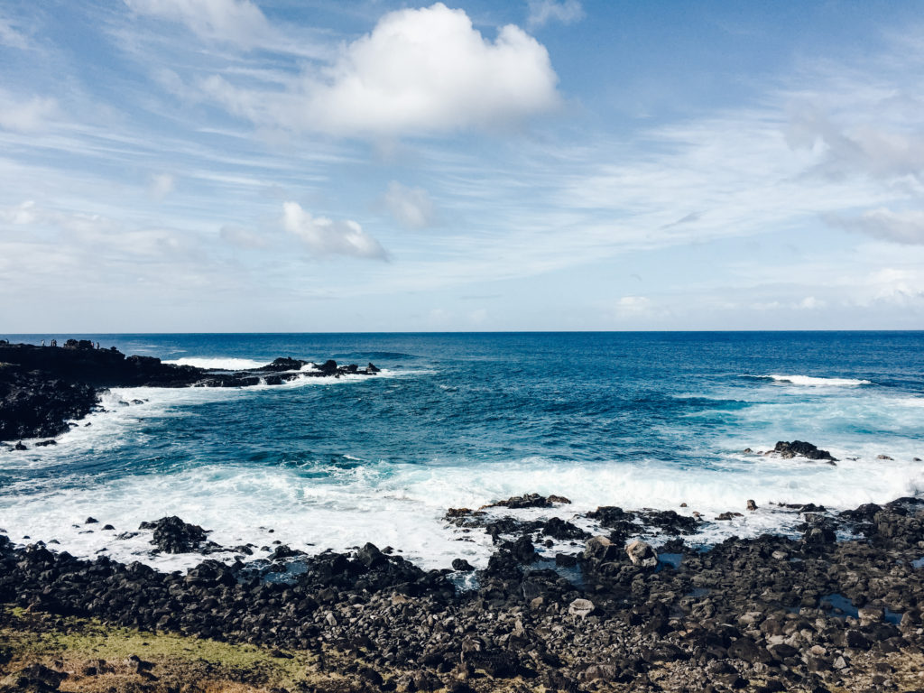 Rough seas around the rocks of Easter Island
