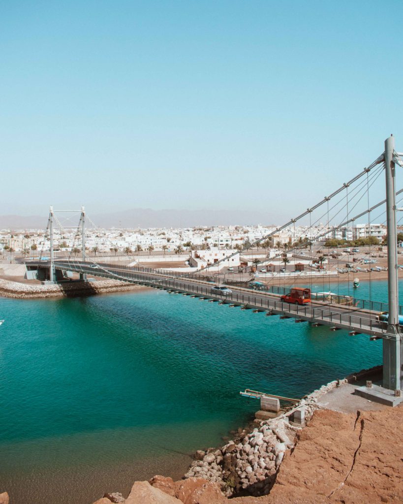 Large suspension bridge connecting two sides of Sur, Oman