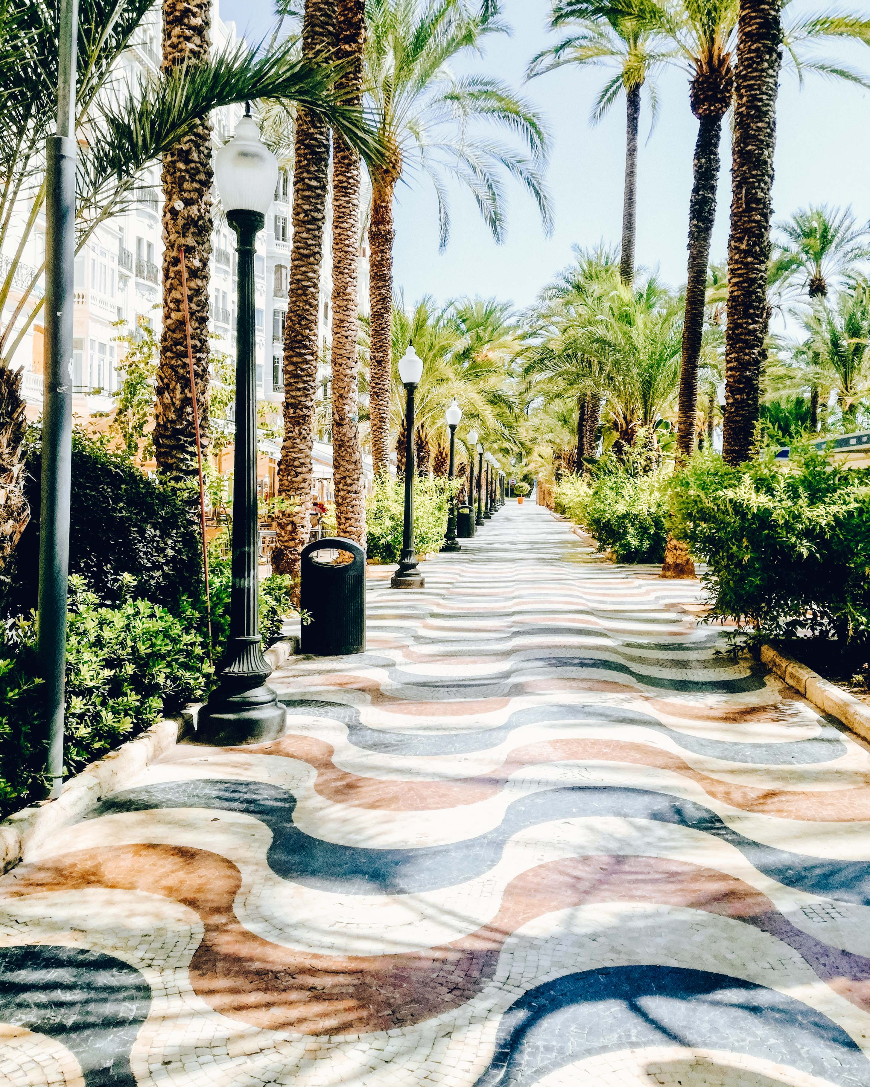 Wavy mosaics in the pavement of Explanada de España in Alicante.