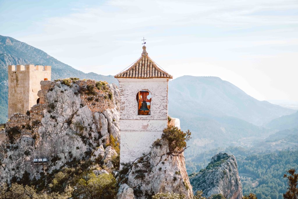 Bell tower perched on rock at Guadalest on the Costa Blanca.