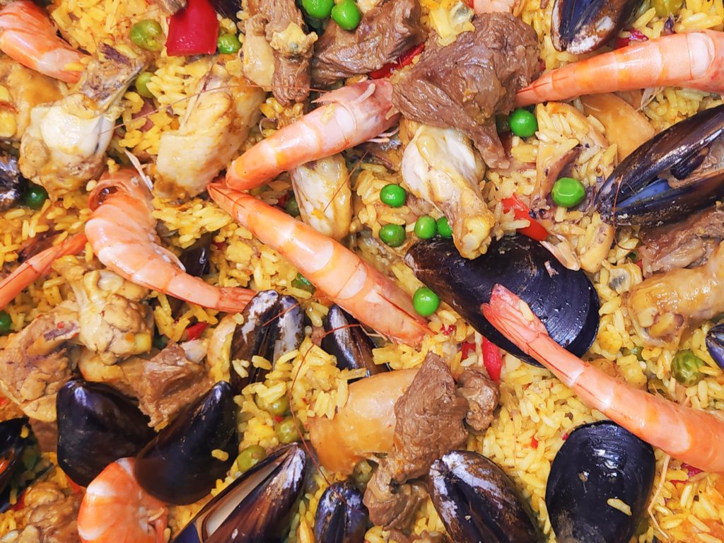 Where to eat on the Costa Blanca - close up of seafood paella. 