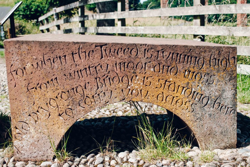 Inscription on a stone next to the Leaderfoot Viaduct