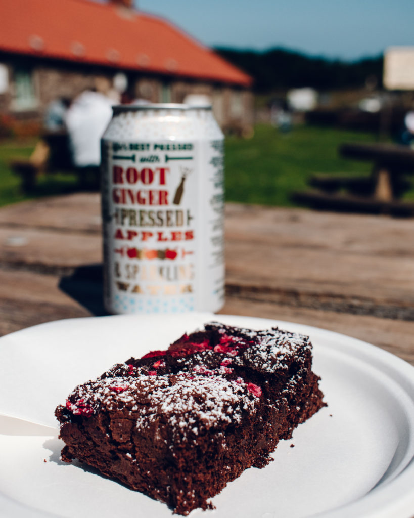 Chocolate and raspberry brownie at The Old Smiddy, St Abbs