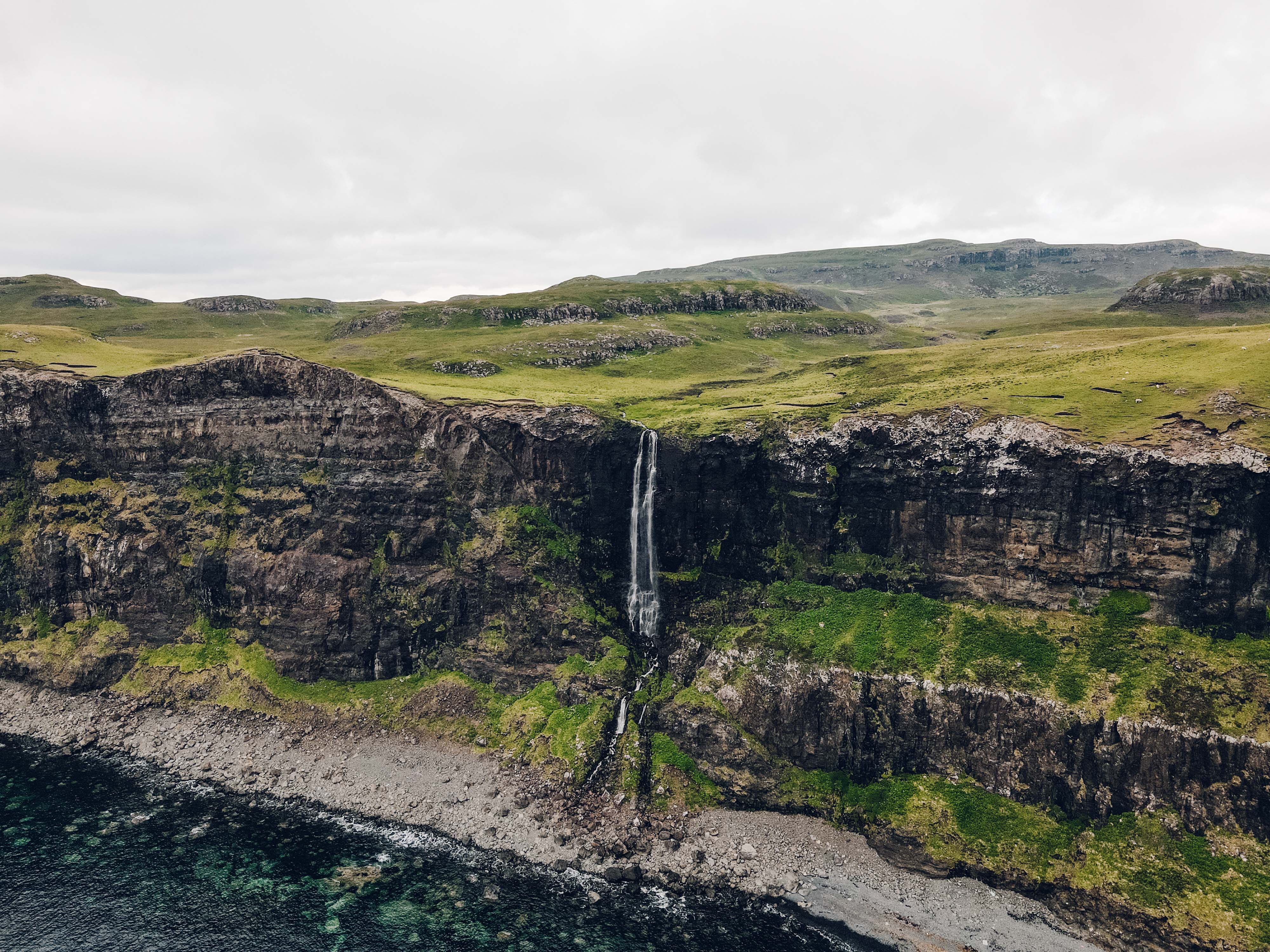 Aerial photo of Talisker Bay and Falls on the Isle of Skye