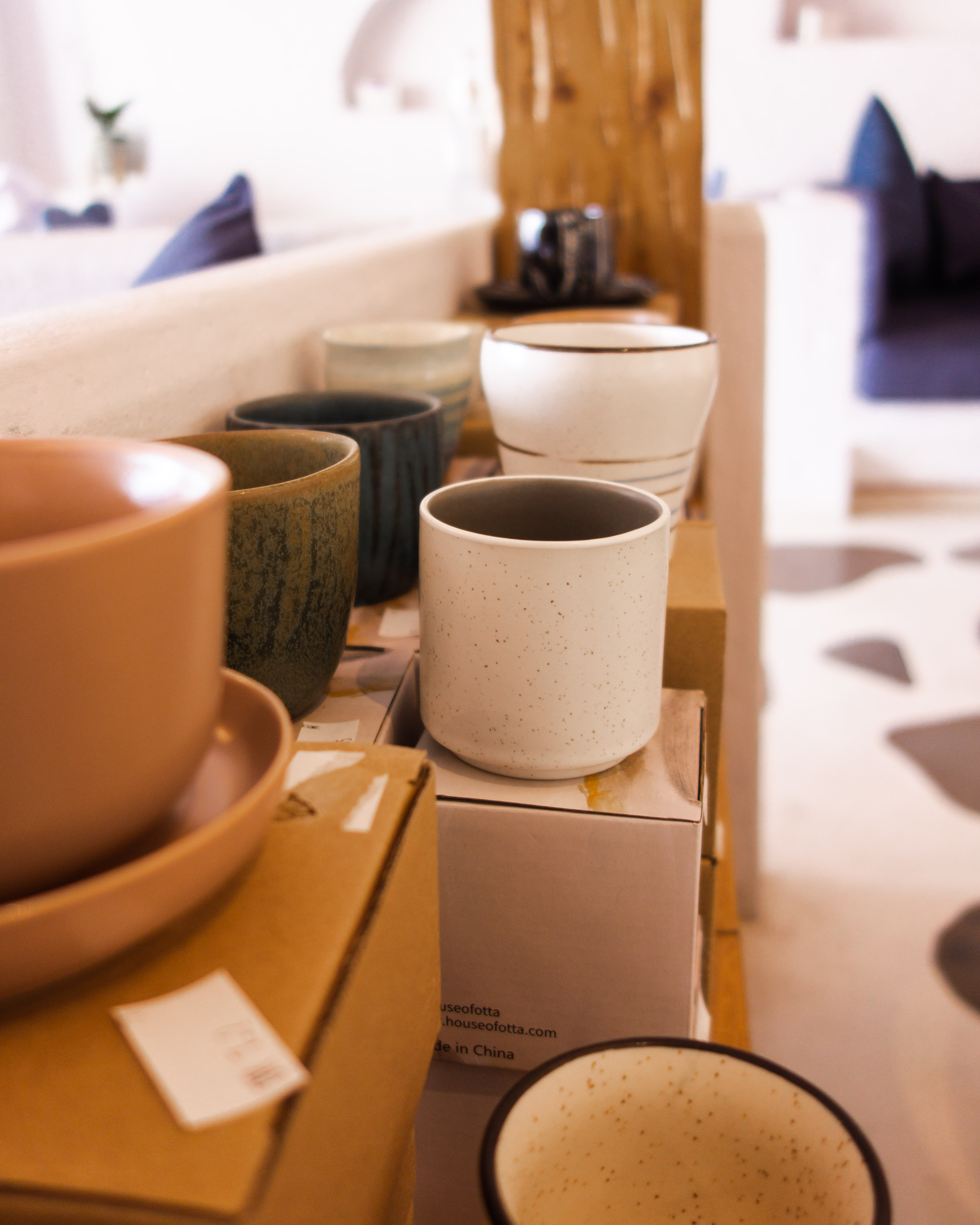 Ceramics on sale at Qaha coffee shop, Muscat