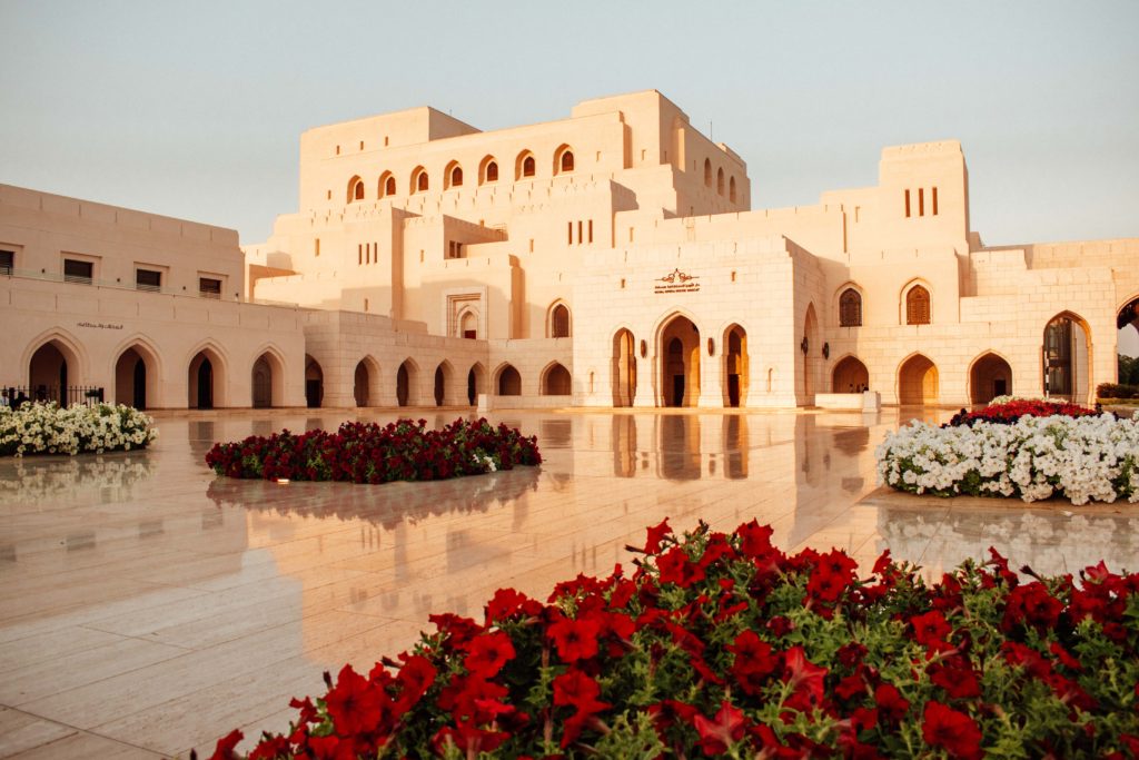Royal Opera House Muscat at sunset