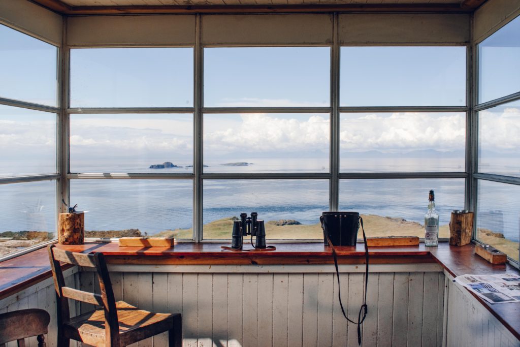 View through the window of the Lookout Bothy at Rubha Hunnish