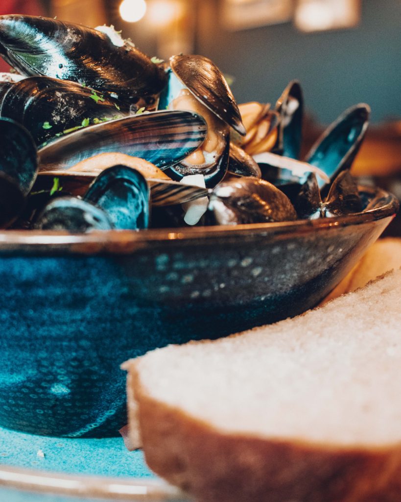 Bowl of mussels at Edinbane Inn, Skye