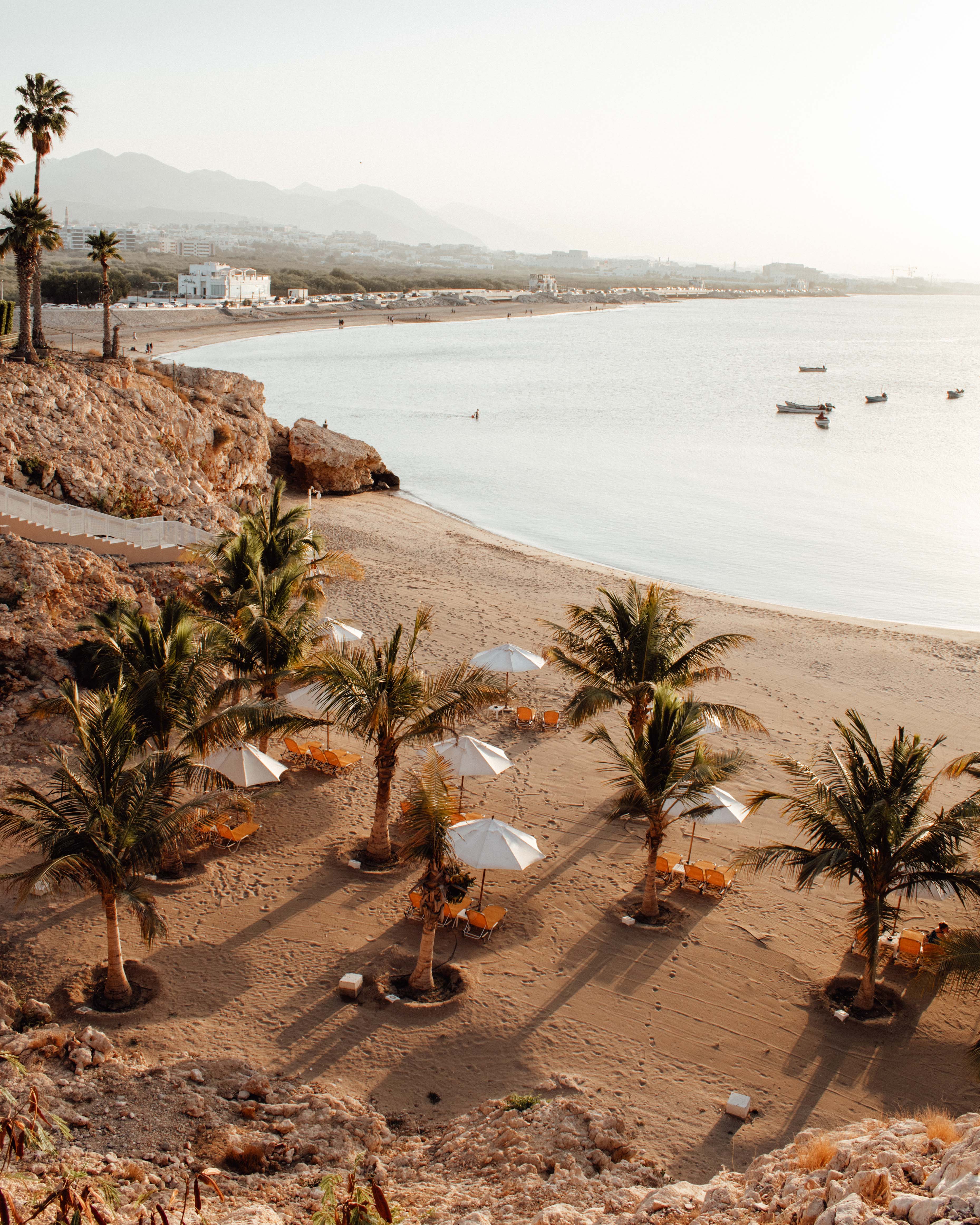 Beach in front of the Crowne Plaza, Muscat, at sunset