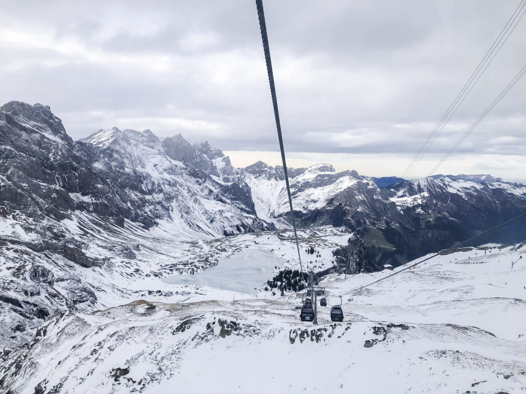Snowy gondola journey up Mount Titlus, Lucerne