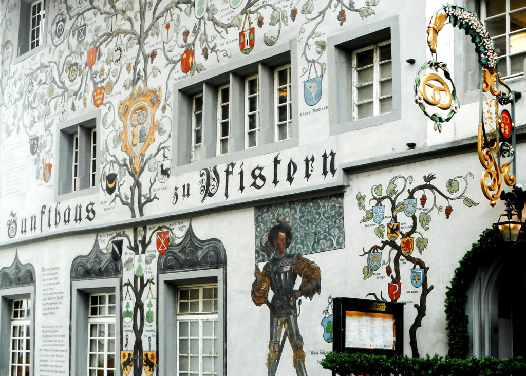 Painted walls of Zunfthausrestaurant Pfistern Luzern