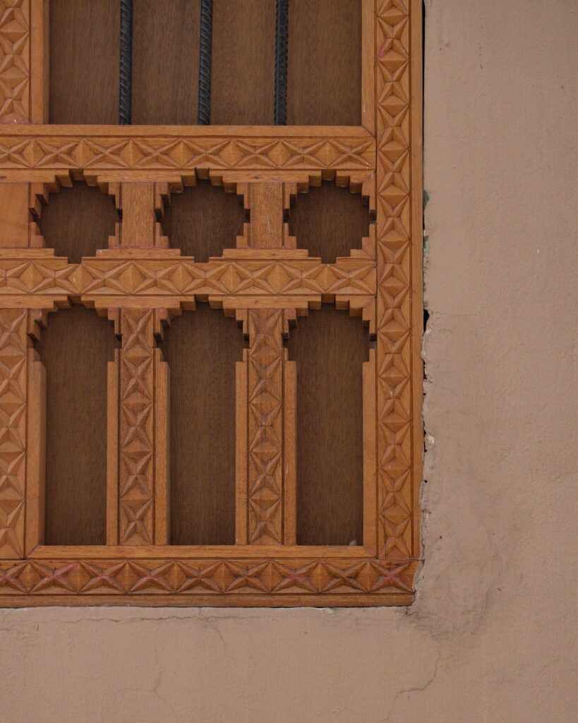 Wooden carved window frame, Nizwa, Oman