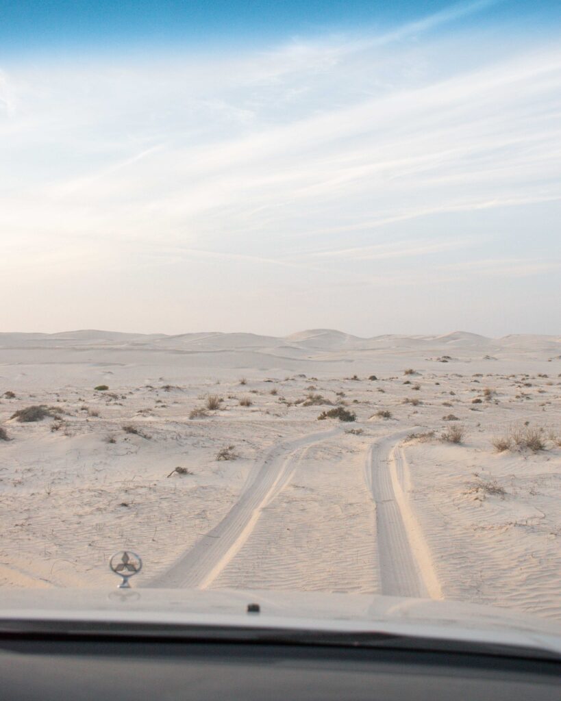 Track through sands of Sugar Dunes, Oman