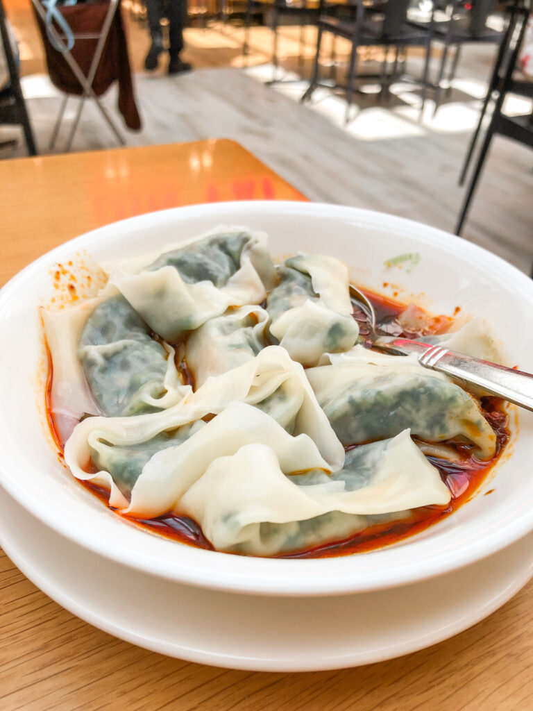 Bowl of wontons in spicy sauce at Din Tai Fung, Dubai