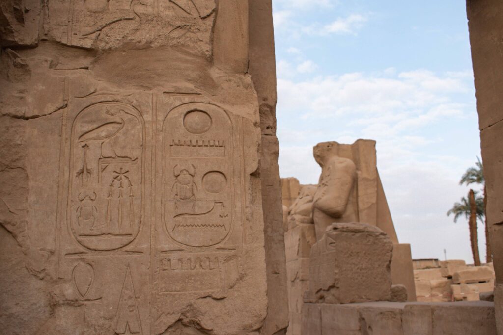 Close up detail of cartouche at Karnak Temple, Egypt