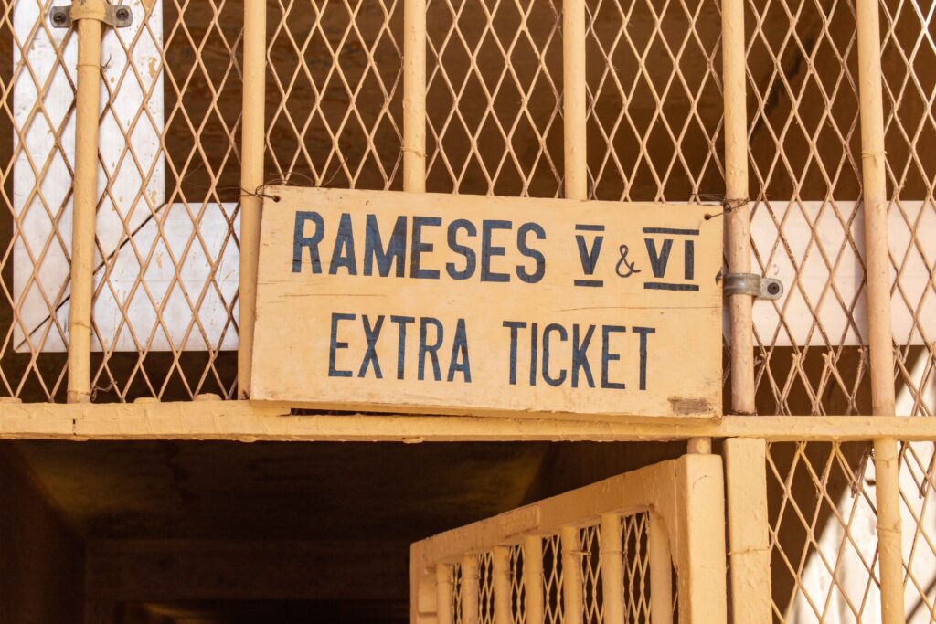 Sign showing the entrance to tomb of Rameses V and VI