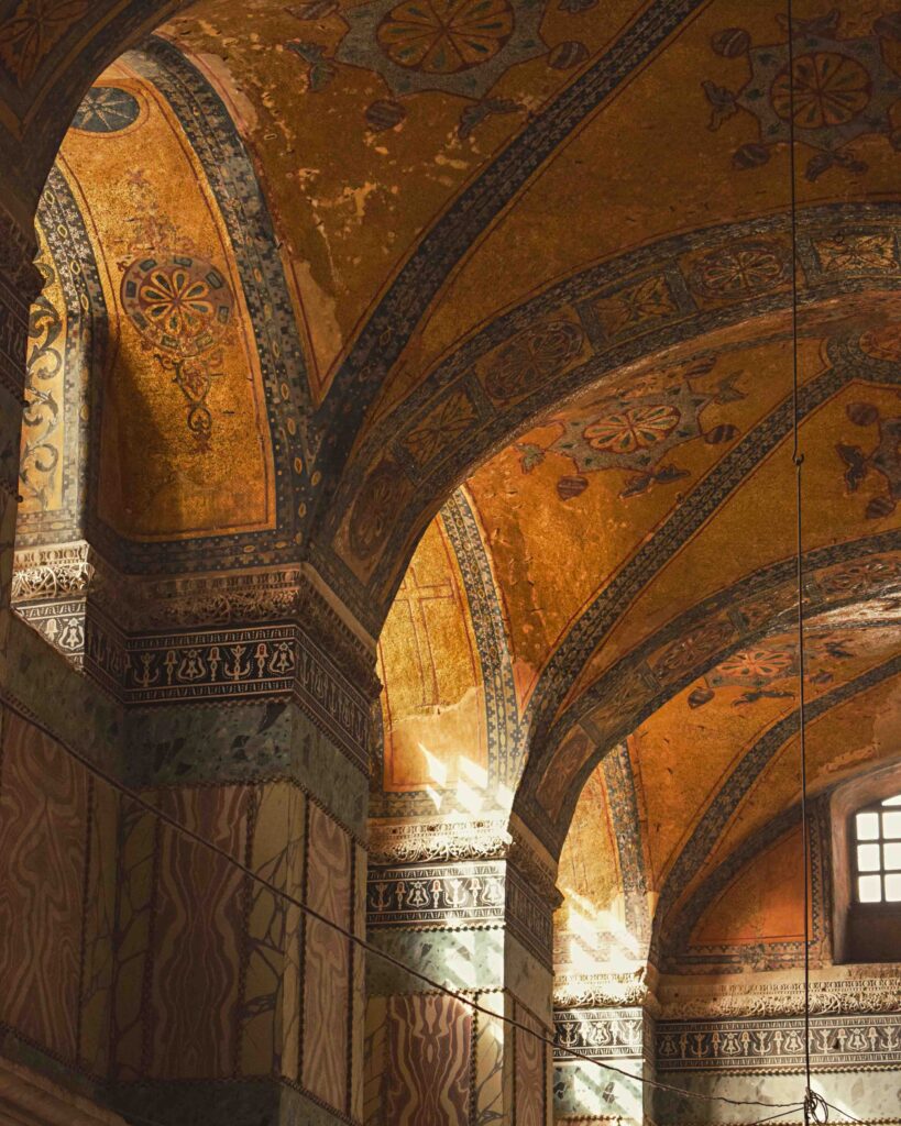 Painted arches inside Hagia Sophia